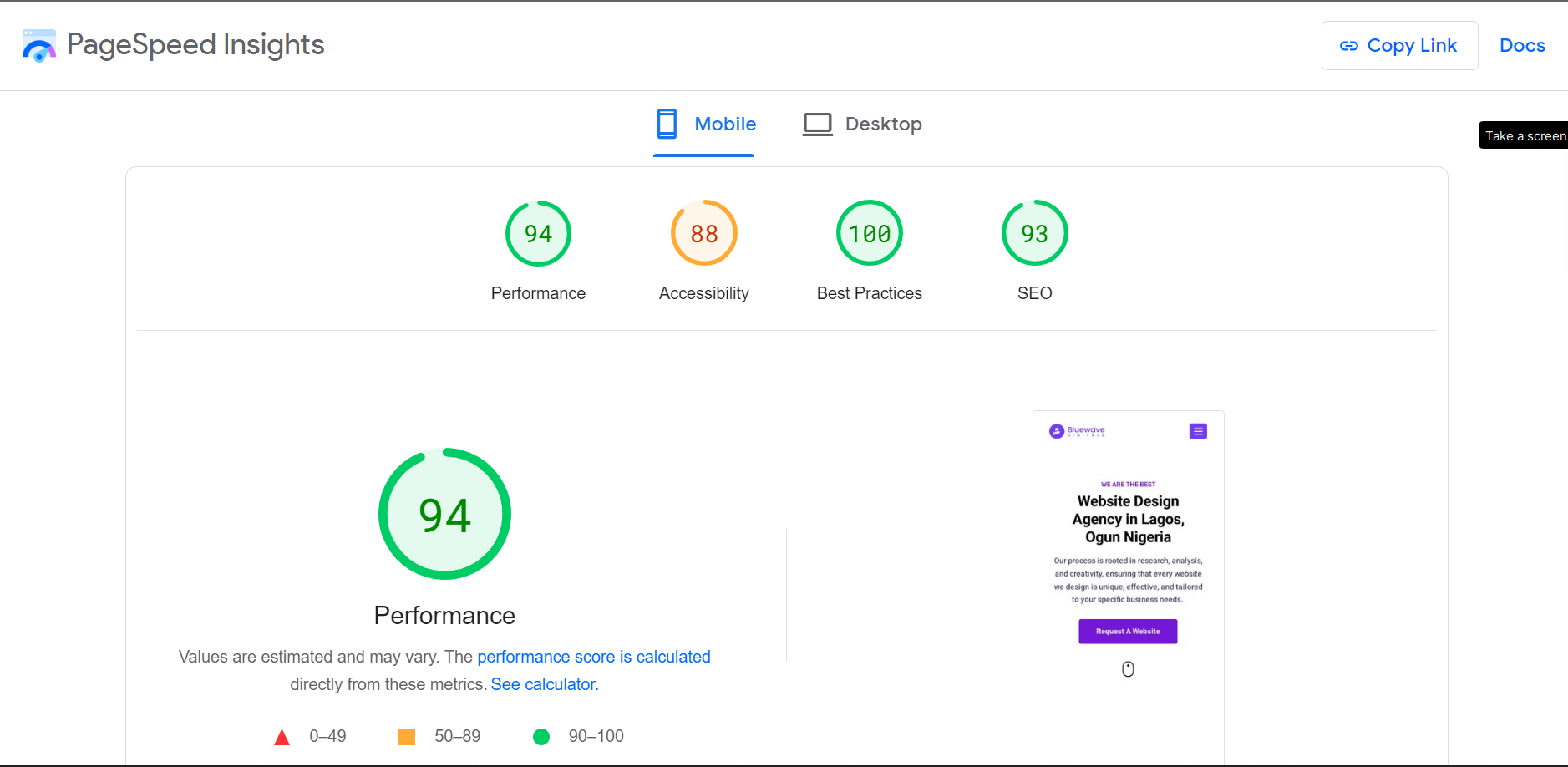 page speed mobile stats